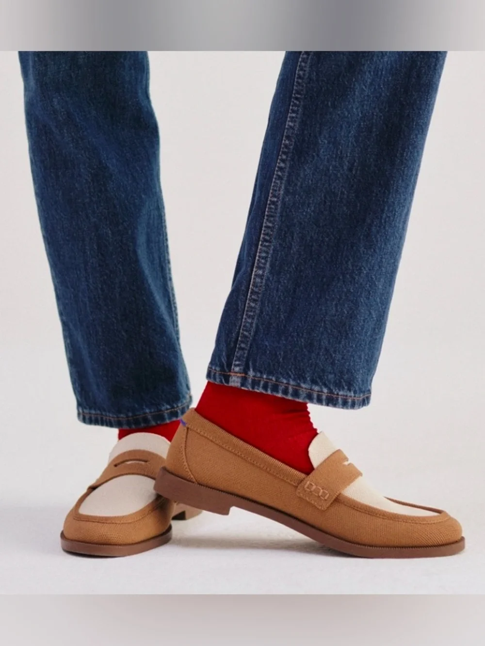 Rothy’s The Penny Loafer Cortado Brown Cream Knit Size 8.5 - Picture 9 of 10